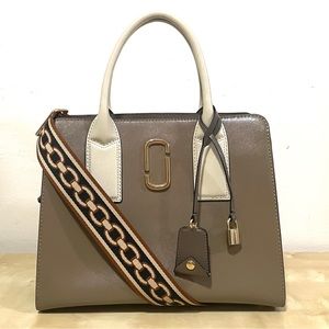 MARC JACOBS BIG SHOT Large Color Block Saffiano Leather Satchel French Gray